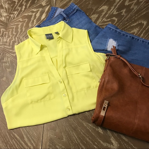New York & Company Tops - Yellow Blouse Tank Top New York & Company Tops - Yellow Blouse Tank Top
